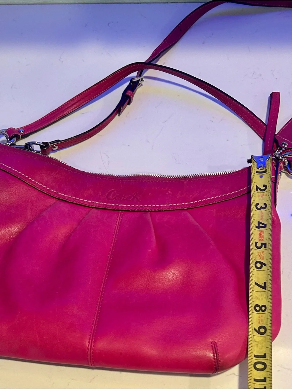 Coach Fuschia Leather Hobo Shoulder Bag